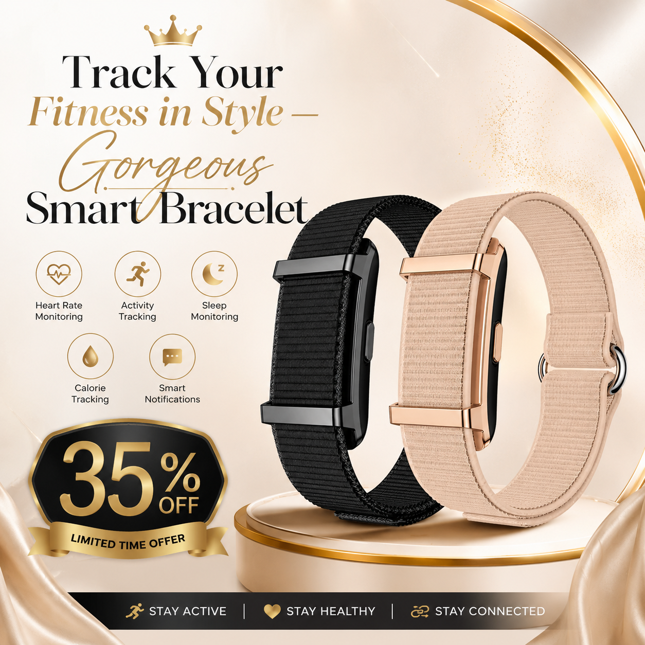 Track Your Fitness in Style — Gorgeous Smart Bracelet